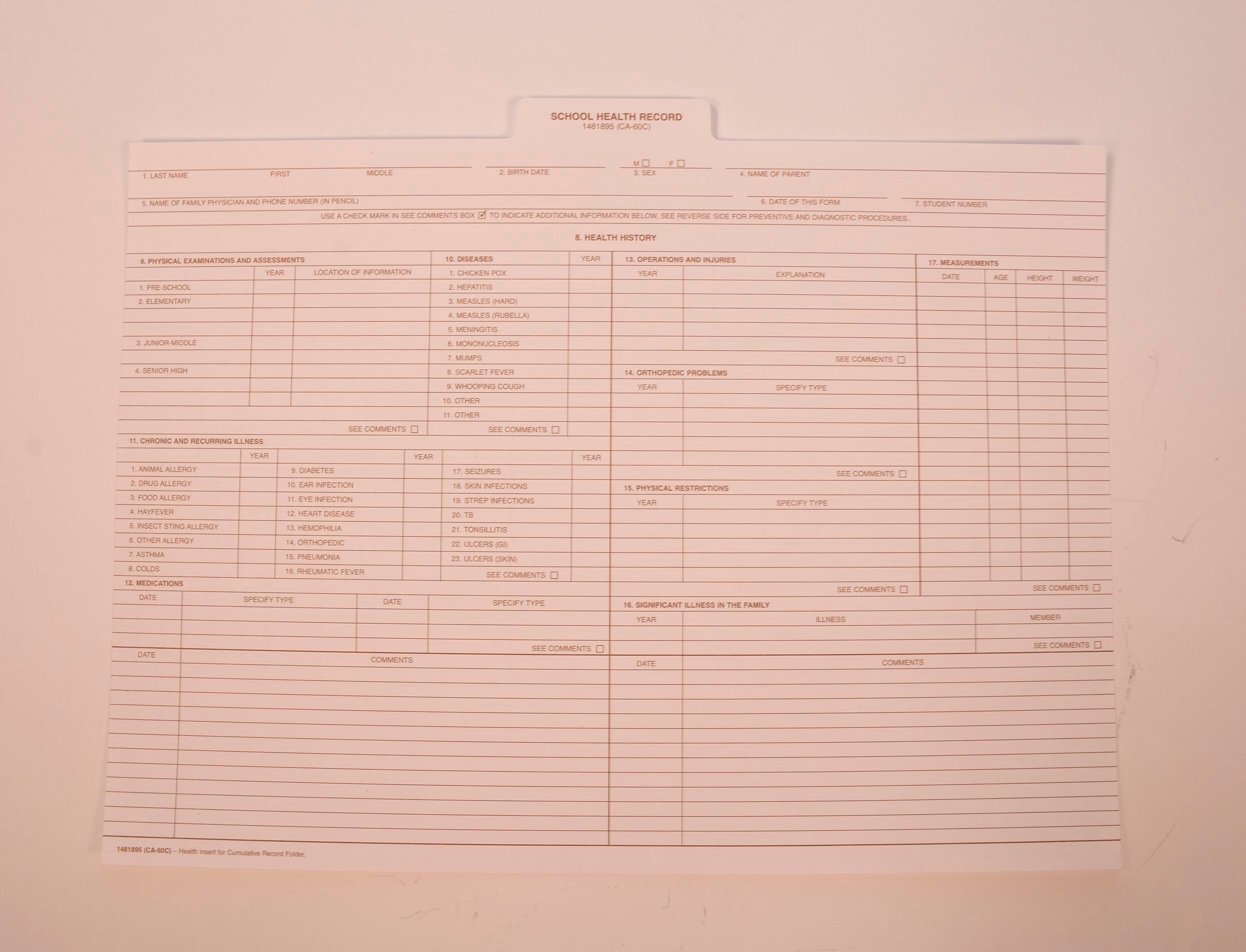 Cumulative Record Folders, Item Number 1481895